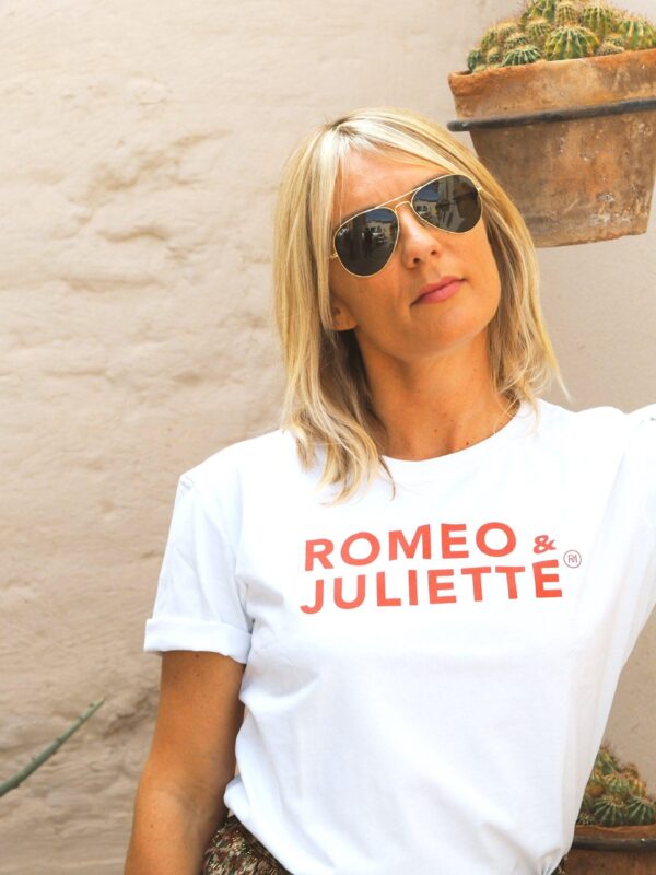 T-Shirt coupe "boxy" ROMEO & JULIETTE Blanc / Rouge