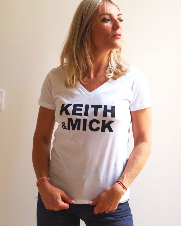 T-Shirt KEITH & MICK Col V Blanc / Black