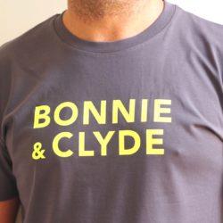 T-Shirt Col Rond  BONNIE & CLYDE  Anthracite / Jaune Fluo