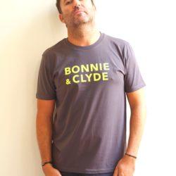 T-Shirt Col Rond  BONNIE & CLYDE  Anthracite / Jaune Fluo