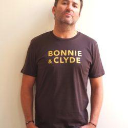 T-Shirt Col Rond  BONNIE & CLYDE Chocolat / Gold Glitter