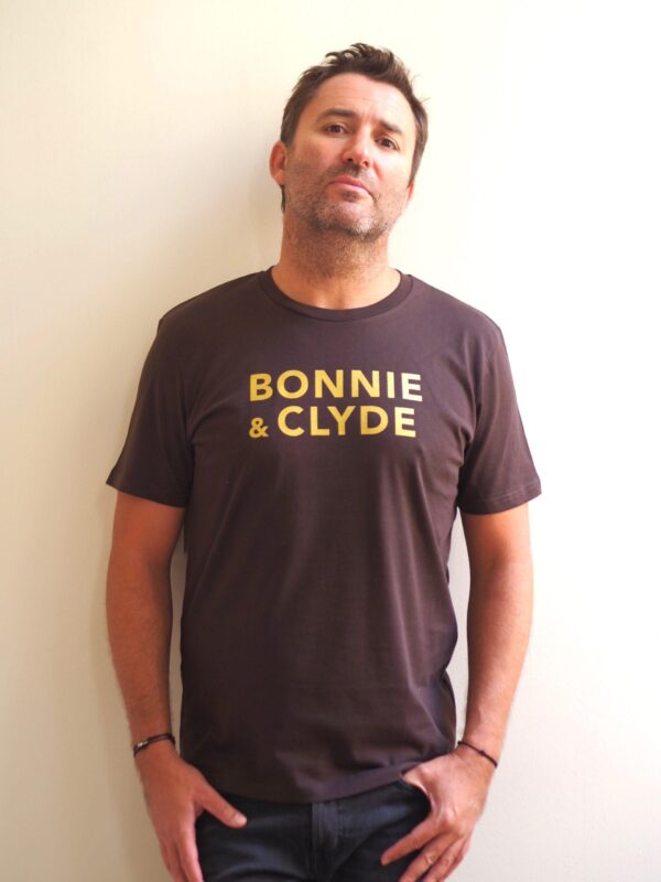 T-Shirt Col Rond  BONNIE & CLYDE Chocolat / Gold Glitter
