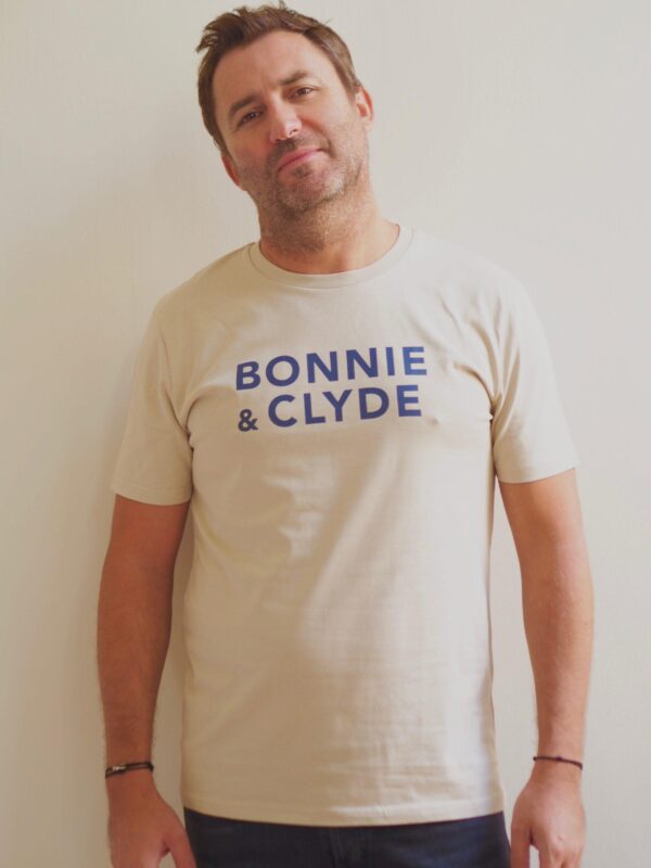 T-Shirt Col Rond  BONNIE & CLYDE Sable / Bleu Pétrole