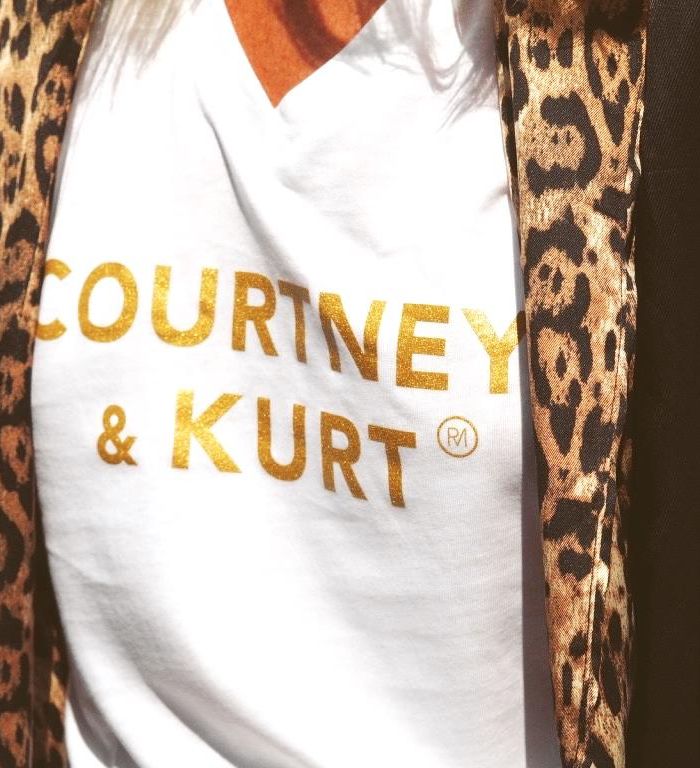 T-Shirt Col V COURTNEY & KURT Blanc / Gold Glitter