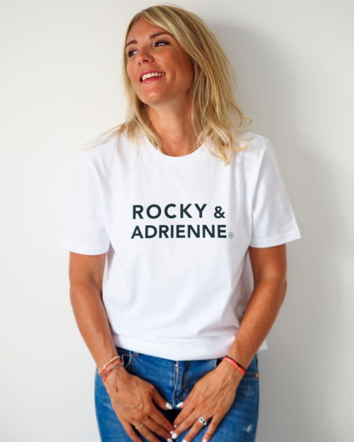 T-Shirt Col Rond Mixte ROCKY & ADRIENNE  Blanc / Black