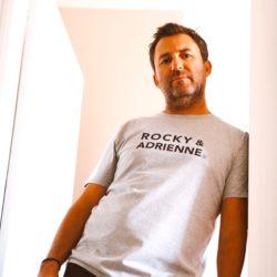 T-Shirt Col Rond Mixte ROCKY & ADRIENNE  Gris chiné / Black