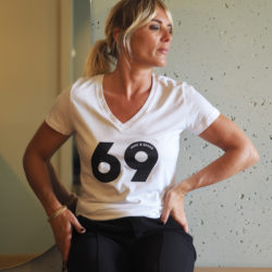 T-Shirt Col V 69 JANE & SERGE  Blanc / Black