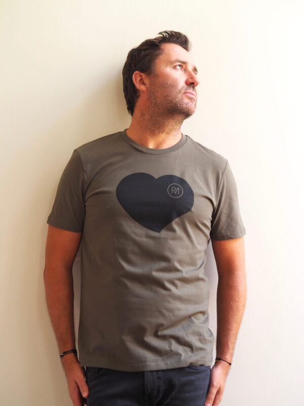 T-Shirt Col Rond COEUR Khaki / Black
