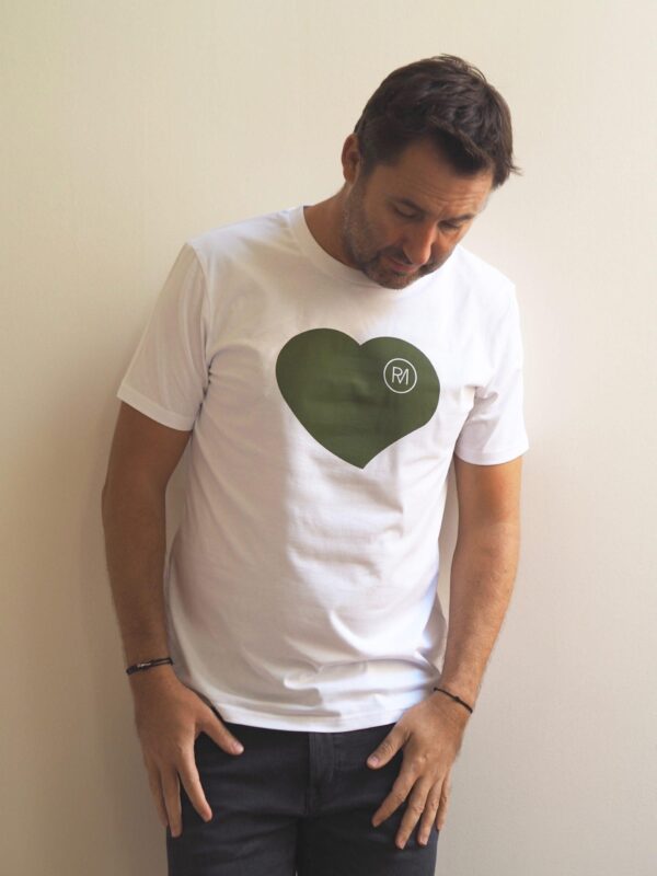 T-Shirt COEUR Col Rond White / Kaki