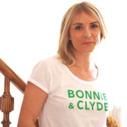 T-Shirt “flammé”  BONNIE & CLYDE   Blanc / Vert