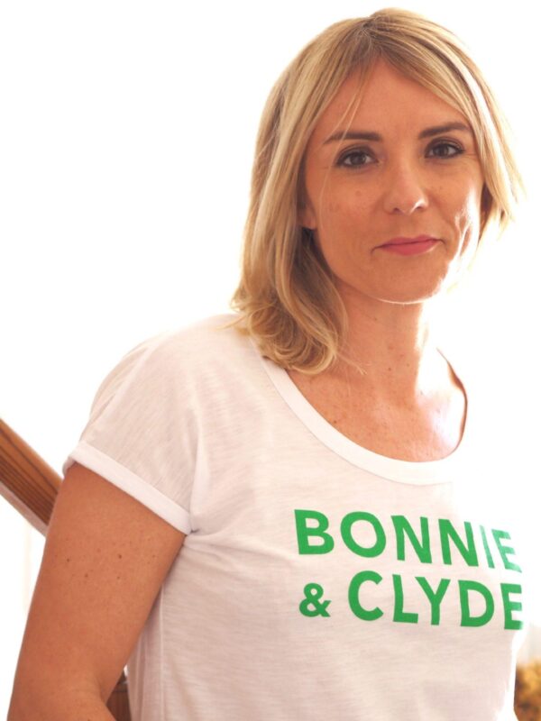 T-Shirt "flammé"  BONNIE & CLYDE   Blanc / Vert
