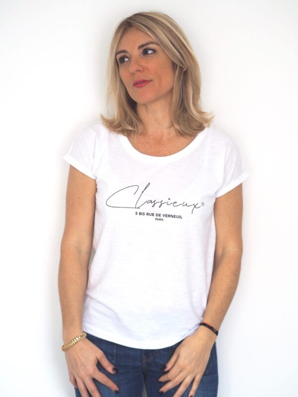T-Shirt "flammé" CLASSIEUX Blanc / Black
