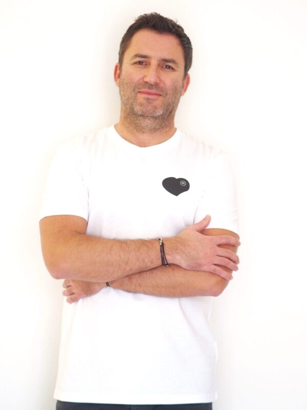 T-Shirt COEUR au COEUR Col Rond Blanc / Black