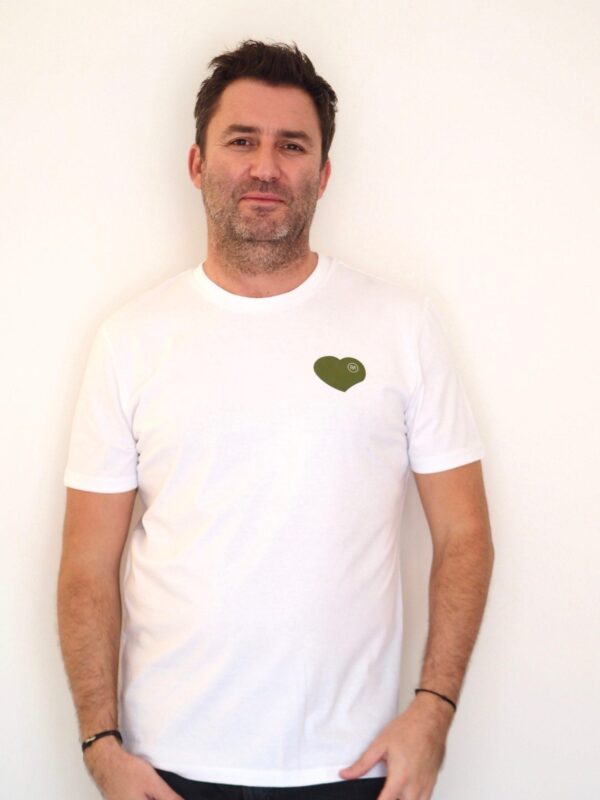 T-Shirt COEUR au COEUR Col Rond Blanc / Kaki