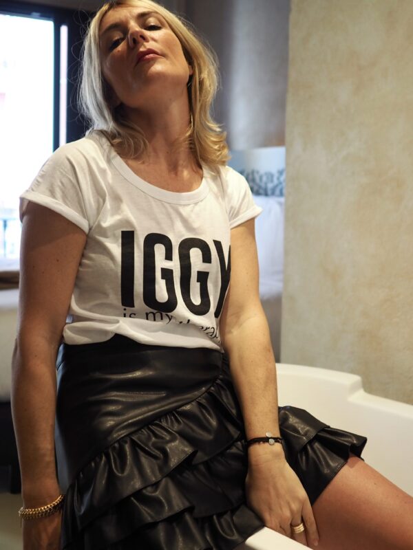 T-Shirt "flammé" IGGY is my therapy Blanc / Black