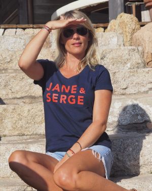 T-Shirt Col V JANE & SERGE Navy / Rouge