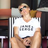T-Shirt Col V   JANE & SERGE    Blanc / Black