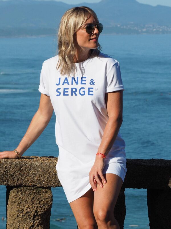 Robe T-Shirt JANE & SERGE Blanc / Bleu Klein