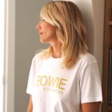 Robe T-Shirt  BOWIE is my therapy  Blanc / Gold Glitter