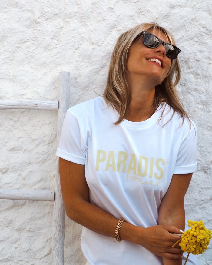 Robe T-Shirt  PARADIS Forever White / Jaune poudré