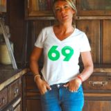 T-Shirt Col V 69 JANE & SERGE  Blanc / Vert