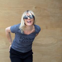 T-Shirt Col V  BONNIE & CLYDE Anthracite / Black