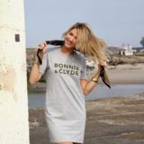 Robe T-Shirt  BONNIE & CLYDE  Gris chiné / Kaki