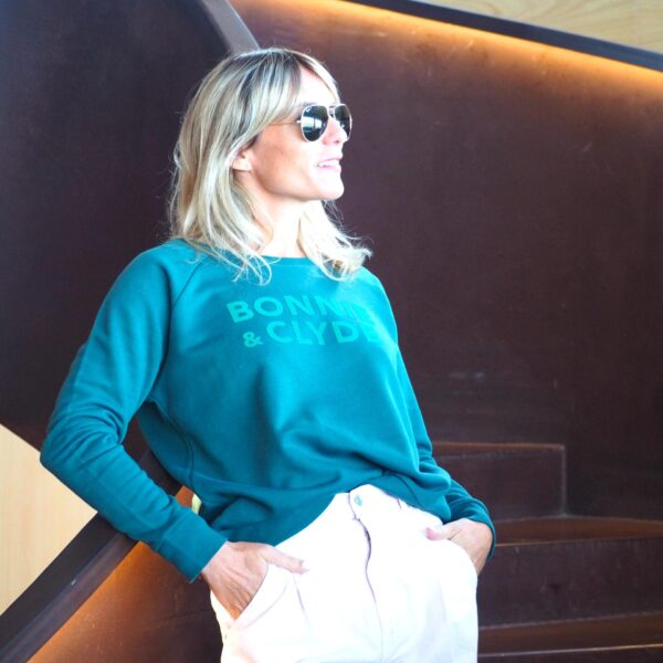 Sweat Loose BONNIE & CLYDE Vert maquis / Velours Herbe fraîche