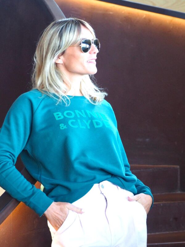 Sweat Loose BONNIE & CLYDE Vert maquis / Velours Herbe fraîche