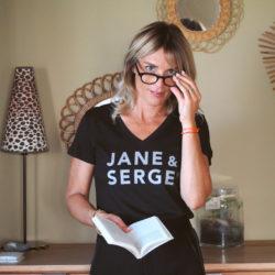 T-Shirt Col V JANE & SERGE  Black / Vieux Rose