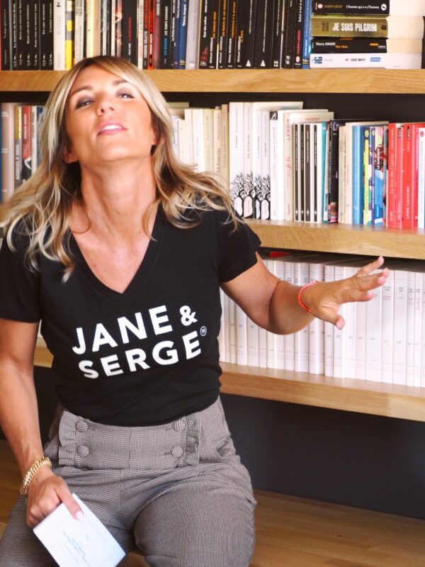 T-Shirt Col V JANE & SERGE Black / Amande