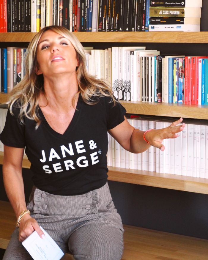 T-Shirt Col V JANE & SERGE  Black / Amande
