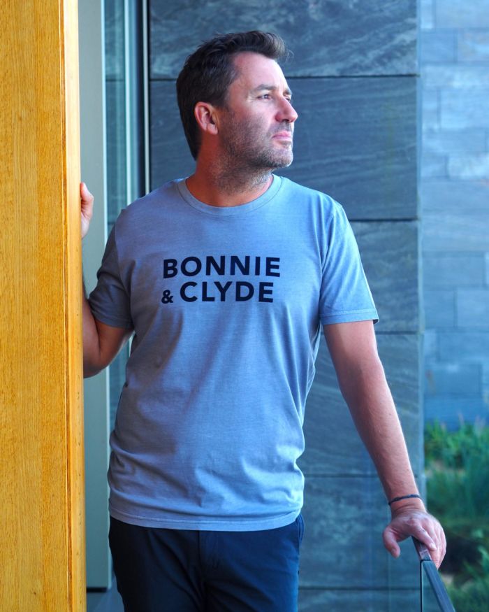 T-Shirt Col Rond  BONNIE & CLYDE Orage Used / Velours Marine
