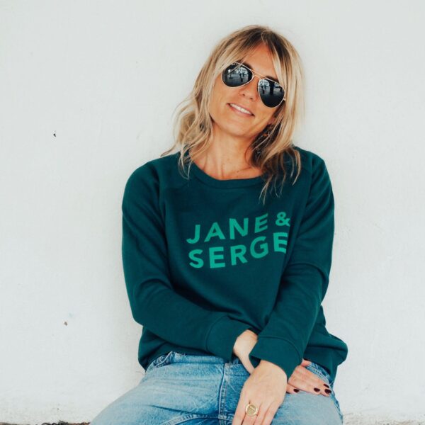 Sweat Loose JANE & SERGE Vert anglais / Velours Vert gazon