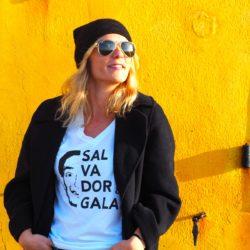 T-Shirt Col V  SALVADOR & GALA Blanc  / Black