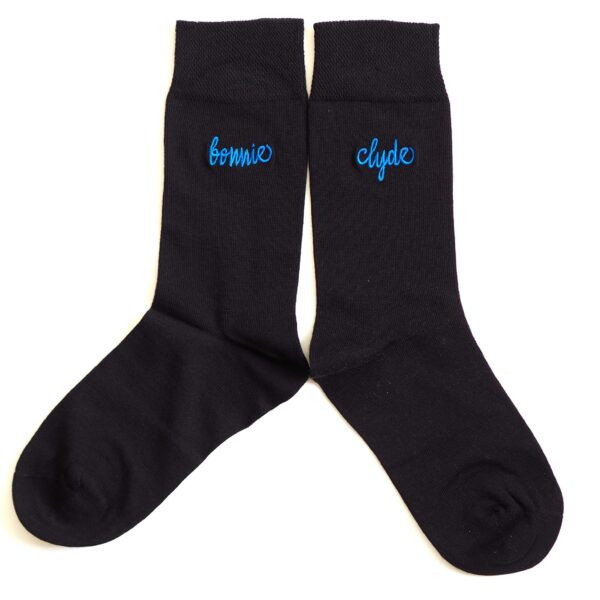 Chaussettes BONNIE & CLYDE Broderie Bleu Klein ( Modèle mixte )