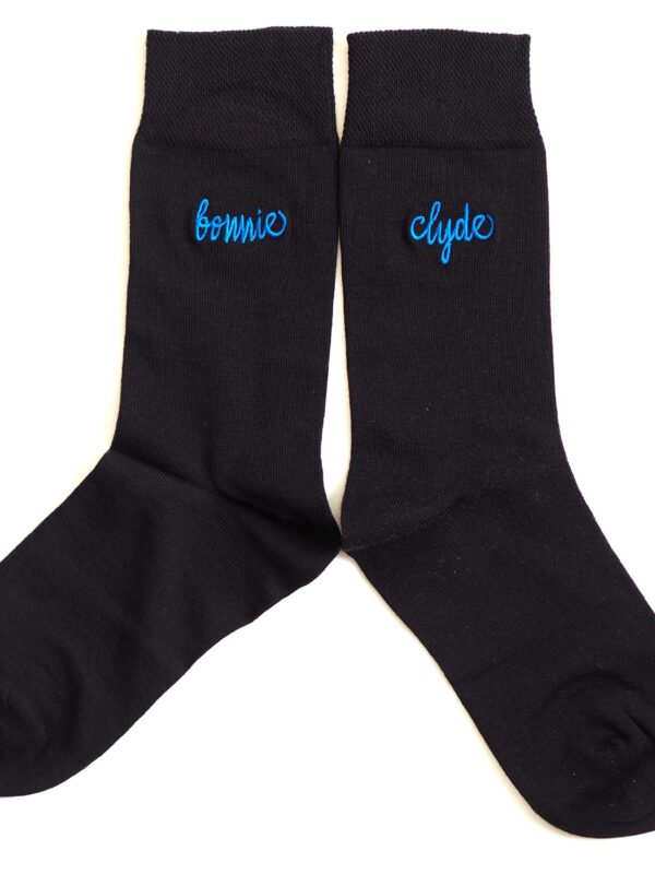 Chaussettes BONNIE & CLYDE Broderie Bleu Klein ( Modèle mixte )