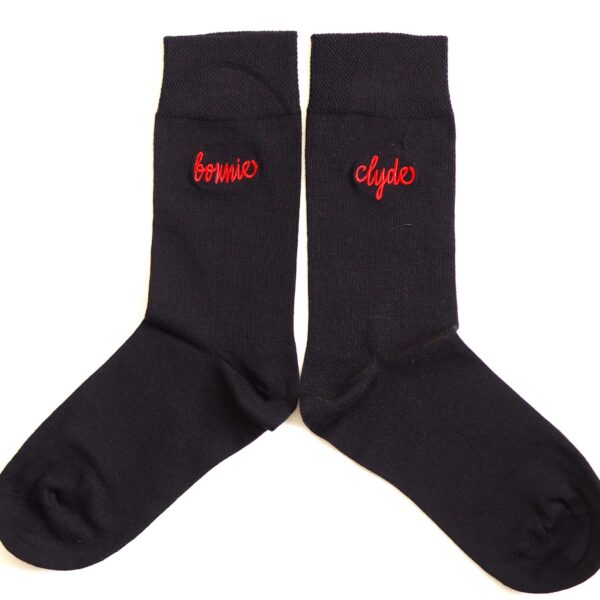 Chaussettes BONNIE & CLYDE Broderie Rouge ( Modèle mixte )