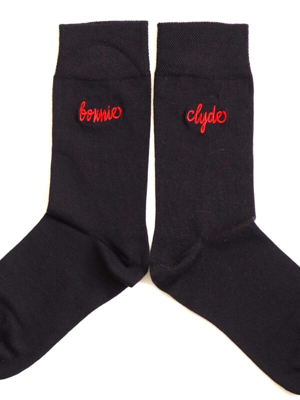 Chaussettes BONNIE & CLYDE Broderie Rouge ( Modèle mixte )