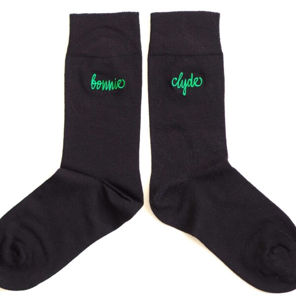 Chaussettes BONNIE & CLYDE Broderie Verte ( Modèle mixte )