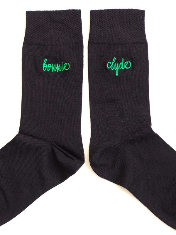 Chaussettes BONNIE & CLYDE Broderie Verte ( Modèle mixte )