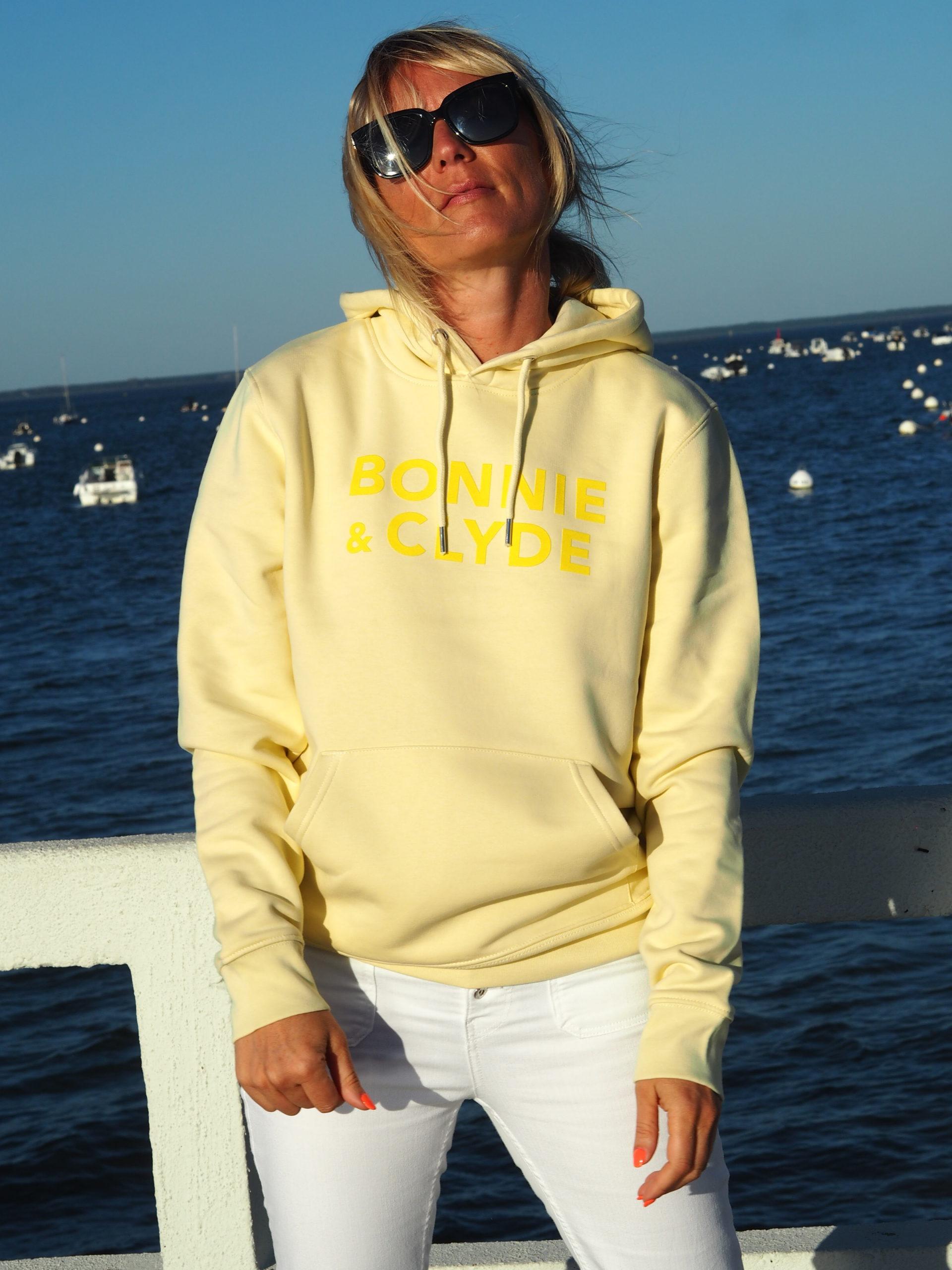 Hoodie Loose  BONNIE & CLYDE  Beurre / Velours Jaune