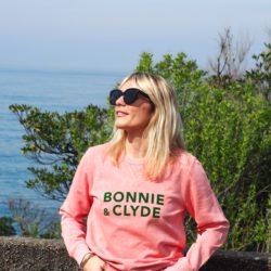Sweat  BONNIE & CLYDE Rose Used / Velours Vert