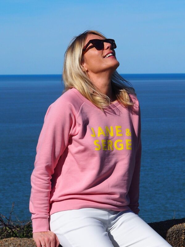 Sweat Loose JANE & SERGE Rose / Velours Jaune