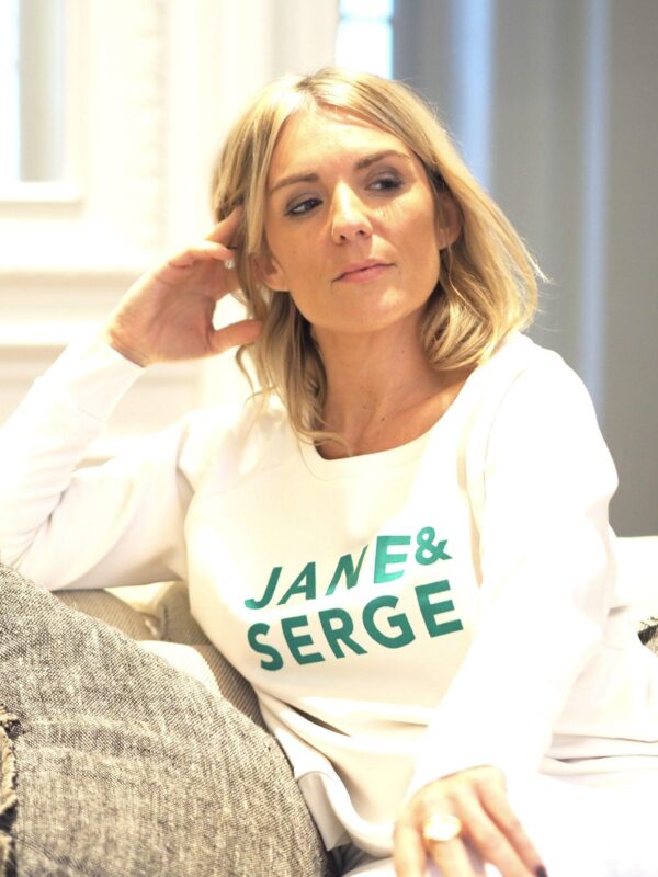 Sweat Loose JANE & SERGE Crème / Vert Pinède