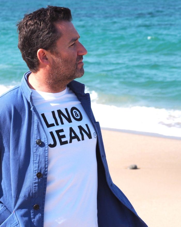 T Shirt Col Rond – LINO & JEAN – Blanc / Black