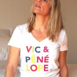 T-Shirt Col V  VIC & PENELOPE  Blanc / Laboumcolor