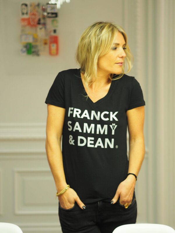 T-Shirt Col V FRANCK, SAMMY & DEAN Black / Silver