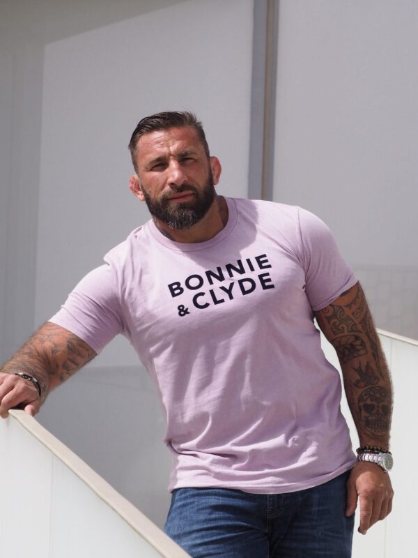 T-Shirt Col Rond  BONNIE & CLYDE Lilas Used / Velours Marine