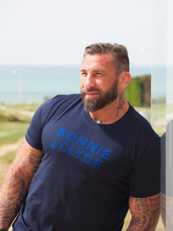 T-Shirt Col Rond  BONNIE & CLYDE Navy / Velours Bleu Roy